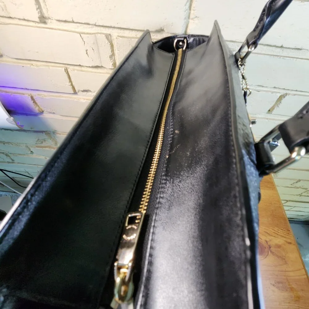 Euc Coach Blake Carryall Black Leather Shoulder Bag Purse